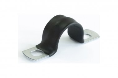 Фотография товара 'Промрукав PR08.6015 Скоба металлическая двухлапковая с полимерным покрытием СМД-П d14-15 мм'