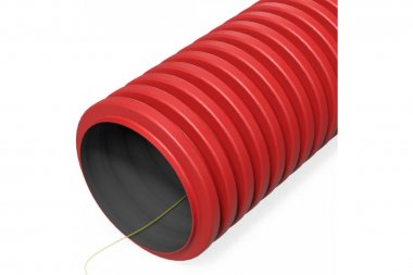 Фотография товара 'Промрукав PR15.00996 Труба гофрированная двустенная ПНД гибкая тип 1250 (SN49) с/з красная d63 мм'