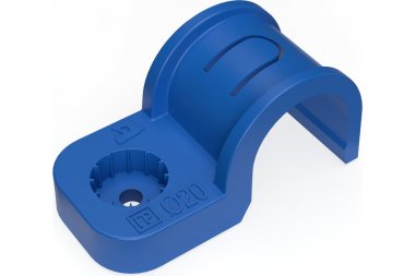 Фотография товара 'Промрукав PR13.2070 Крепеж-скоба пластиковая односторонняя для прямого монтажа атмосферостойкая синяя в п/э d20 мм'