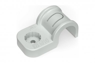 Фотография товара 'Промрукав PR13.02543 Крепеж-скоба пластиковая односторонняя для прямого монтажа атмосферостойкая серая в гофроящике d16 мм'