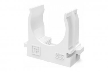 Фотография товара 'Промрукав PR13.02563 Крепеж-клипса для труб для прямого монтажа белая в п/э d25 мм'