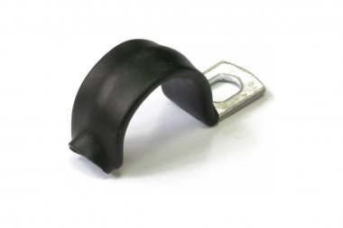 Фотография товара 'Промрукав PR08.6007 Скоба металлическая однолапковая с полимерным покрытием СМО-П d16-17 мм'