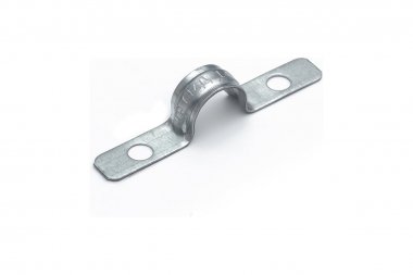 Фотография товара 'Промрукав PR13.02437 Скоба металлическая двухлапковая усиленная противопожарная СМДУ d19-20 мм отв. d 6,5 мм'