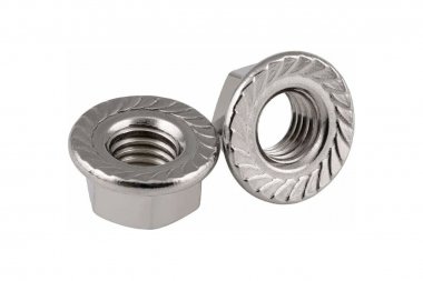 Фотография товара 'Промрукав PR08.2368 Гайка с насечкой, препятствующей откручиванию оцинкованная М10 (DIN 6923)'