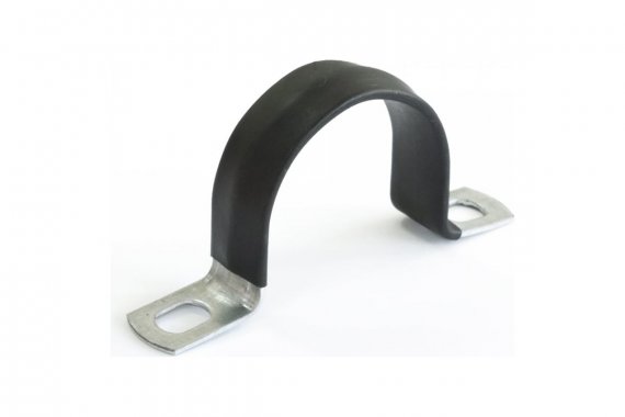 Фотография товара 'Промрукав PR08.6018 Скоба металлическая двухлапковая с полимерным покрытием СМД-П d25-26 мм'