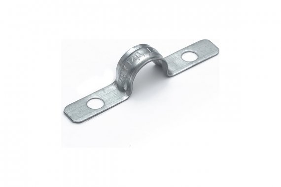 Фотография товара 'Промрукав PR13.02435 Скоба металлическая двухлапковая усиленная противопожарная СМДУ d14-15 мм отв. d 6,5 мм'