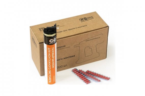 Фотография товара 'Промрукав PR08.22647 Комплект газовый баллон 165 мм и гвозди для прямого монтажа 3х16 мм'