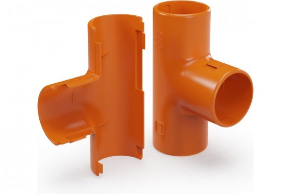 Фотография товара 'Промрукав PR13.1160 Тройник разборный оранжевый d25 мм'
