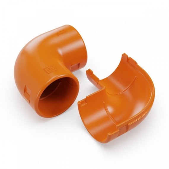 Фотография товара 'Промрукав PR13.02483 Соединитель угловой разборный оранжевый d32 мм'