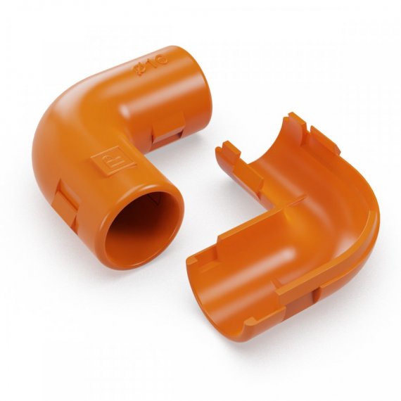 Фотография товара 'Промрукав PR13.02480 Соединитель угловой разборный оранжевый d16 мм'