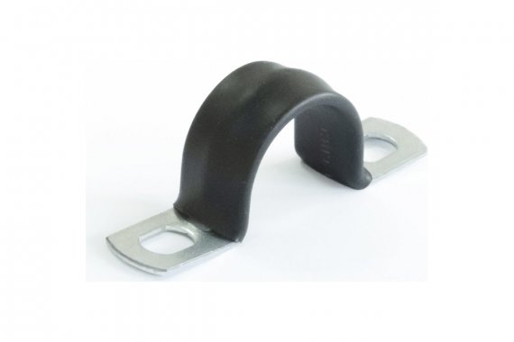 Фотография товара 'Промрукав PR08.6014 Скоба металлическая двухлапковая с полимерным покрытием СМД-П d16-17 мм'