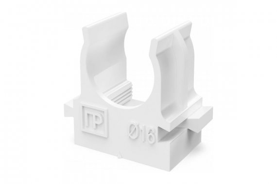 Фотография товара 'Промрукав PR13.02561 Крепеж-клипса для труб для прямого монтажа белая в п/э d16 мм'