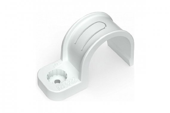 Фотография товара 'Промрукав PR13.0378 Крепеж-скоба пластиковая односторонняя в п/э d25 мм'