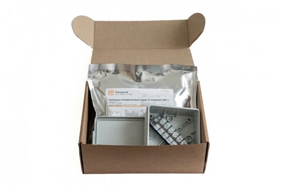 Фотография товара 'Промрукав PR80.0176 Коробка распределительная двухкомпонентная (HF) сечение до 2,5 мм?, 100х100х40'