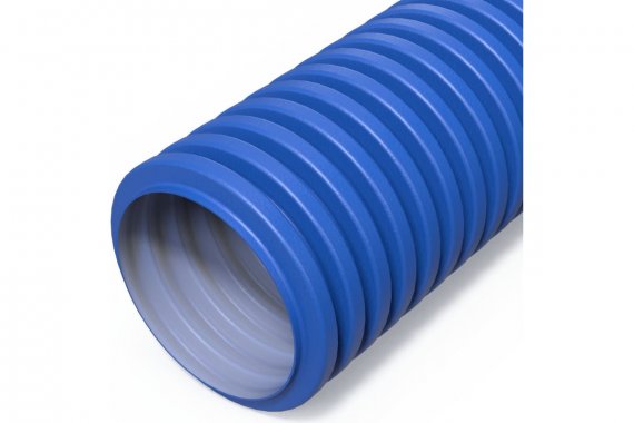 Фотография товара 'Промрукав PR15.0280 Труба гофрированная двустенная ПНД гибкая вентиляционная голубая'