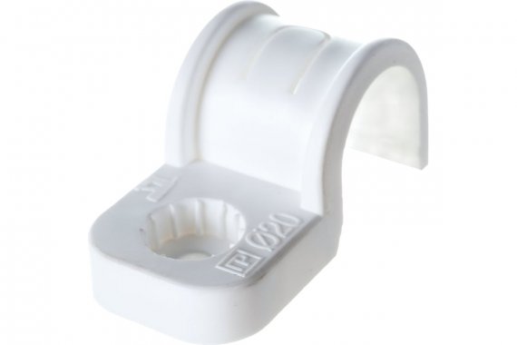 Фотография товара 'Промрукав PR13.0377 Крепеж-скоба пластиковая односторонняя в п/э d20 мм'