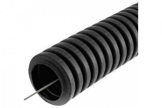Фотография товара 'Промрукав PR01.0147 Труба гофрированная ПВХ легкая 350 Н черная с/з d25 мм'