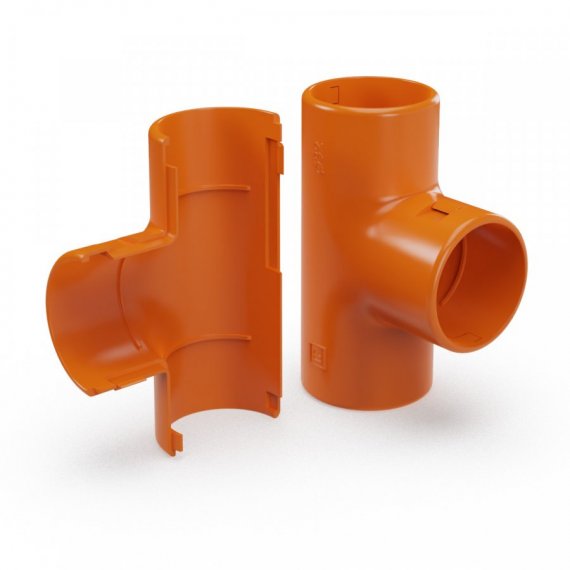 Фотография товара 'Промрукав PR13.02487 Тройник разборный оранжевый d32 мм'
