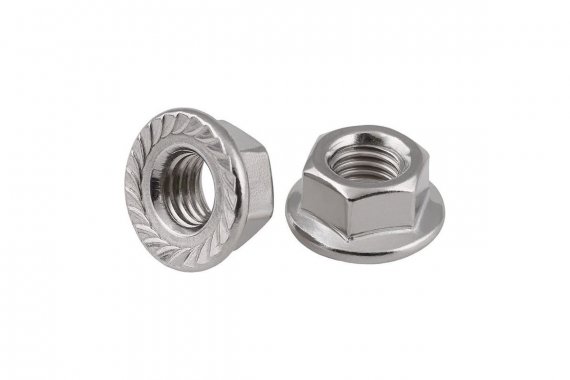 Фотография товара 'Промрукав PR08.5034 Гайка с насечкой, препятствующей откручиванию оцинкованная М5 (DIN 6923)'