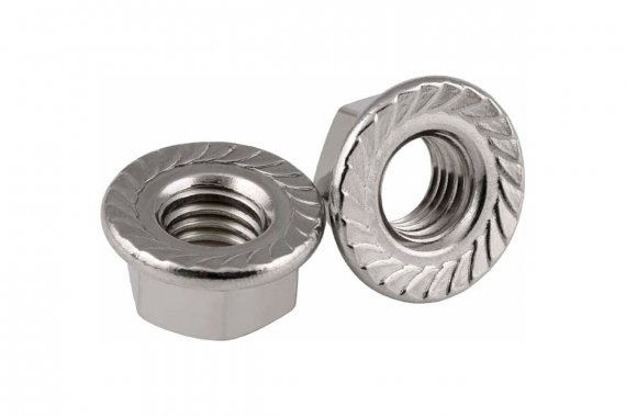 Фотография товара 'Промрукав PR08.2368 Гайка с насечкой, препятствующей откручиванию оцинкованная М10 (DIN 6923)'